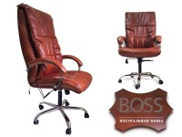 Офисное массажное кресло EGO BOSS EG1001Махагон в комплектации ELITE натуральная кожа - магазин СпортДоставка. Спортивные товары интернет магазин в Курске 
